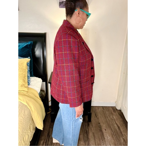 Vintage Multicolor Houndstooth Print Blazer - Picture 3 of 7